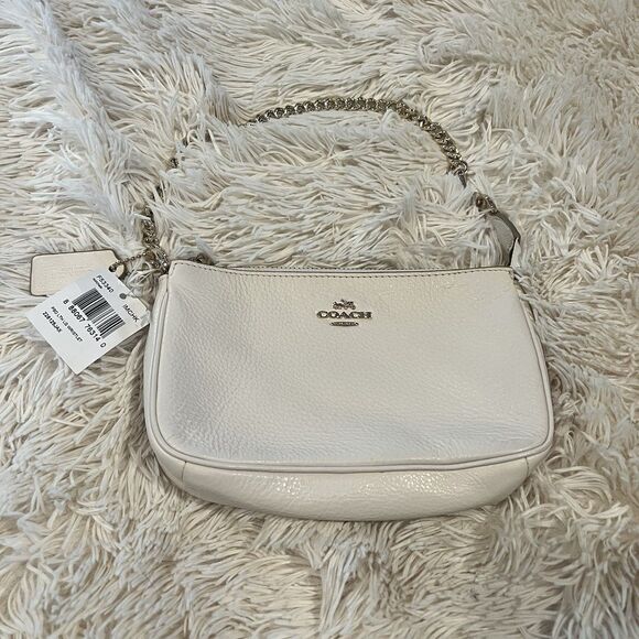 Coach F53340 Pebbled Leather Large Chain Wristlet  Phone Purse Ivory/Cream NWT - Picture 1 of 10